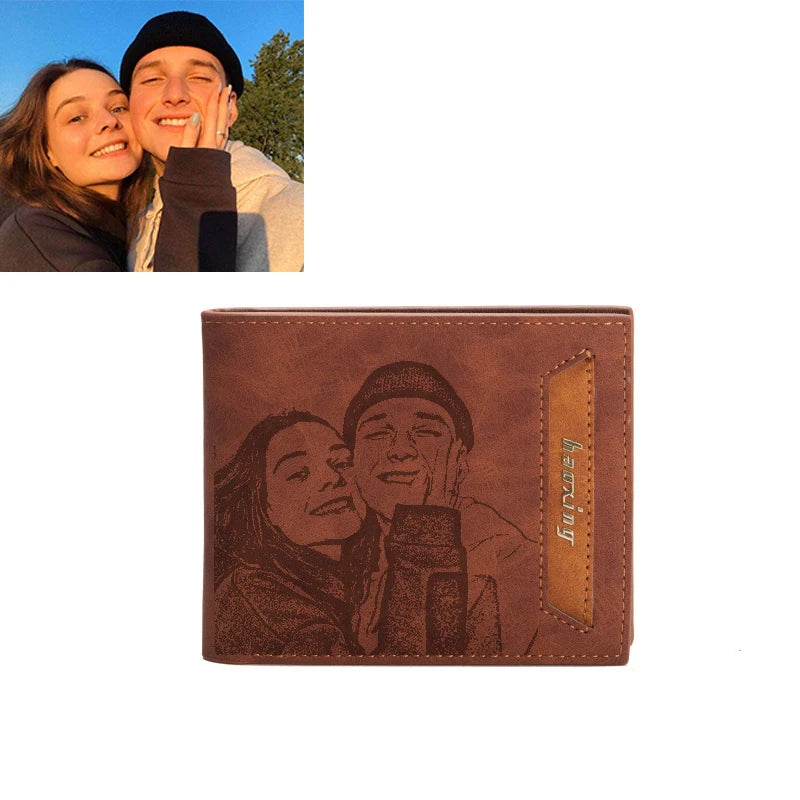 Engraved Retro Short Two Fold Wallet for Him