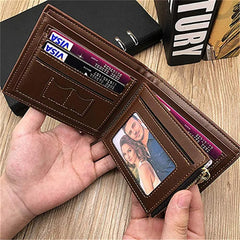 Personalized Leather Wallet for Him, Engraved Photo Wallet, Father's Day Gift