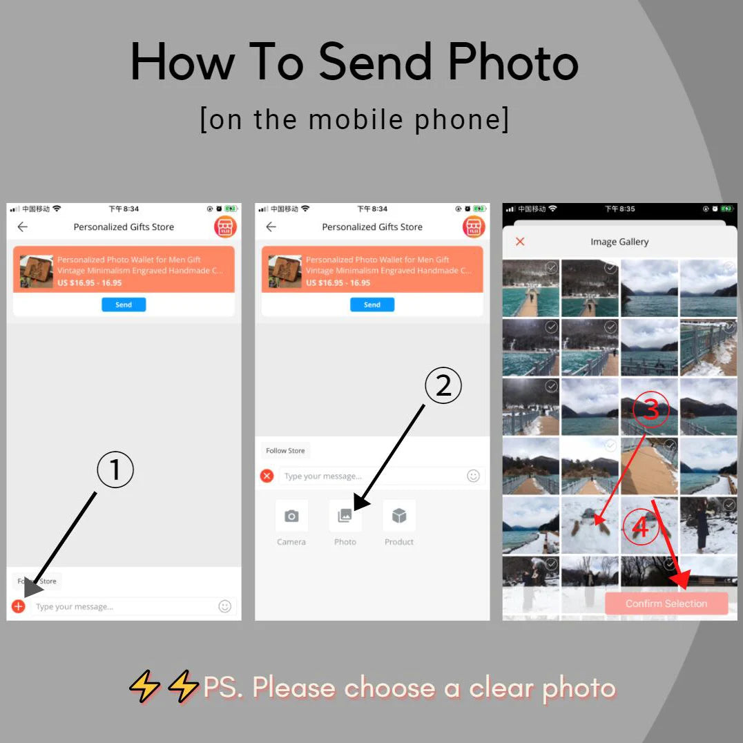 Personalized Leather Wallet for Him, Engraved Photo Wallet, Father's Day Gift