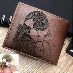 Personalized Leather Wallet for Him, Engraved Photo Wallet, Father's Day Gift