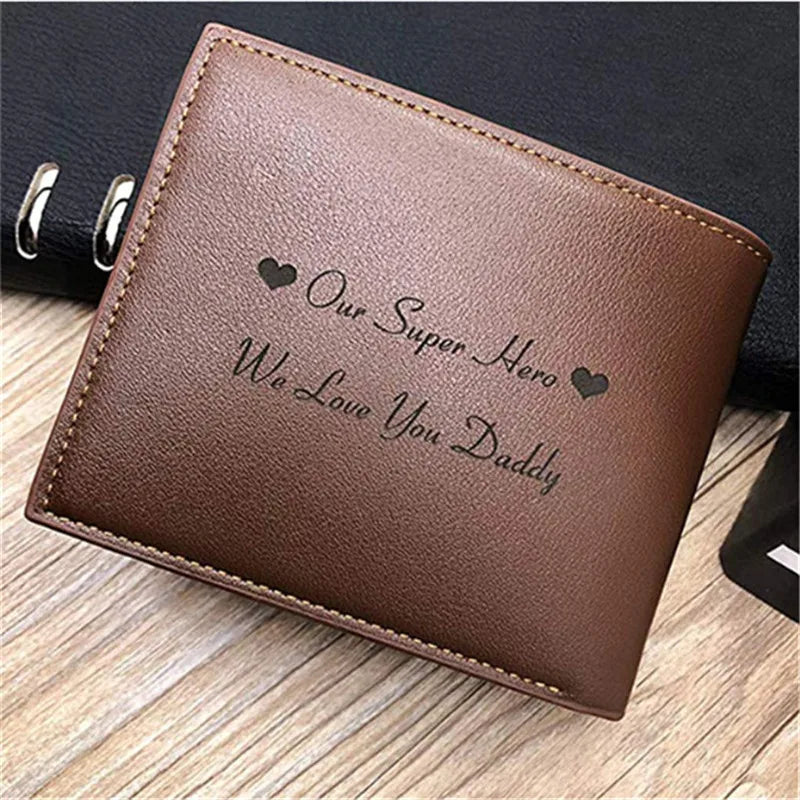 Personalized Engraved Photo Wallet Men's Short Purse Gift