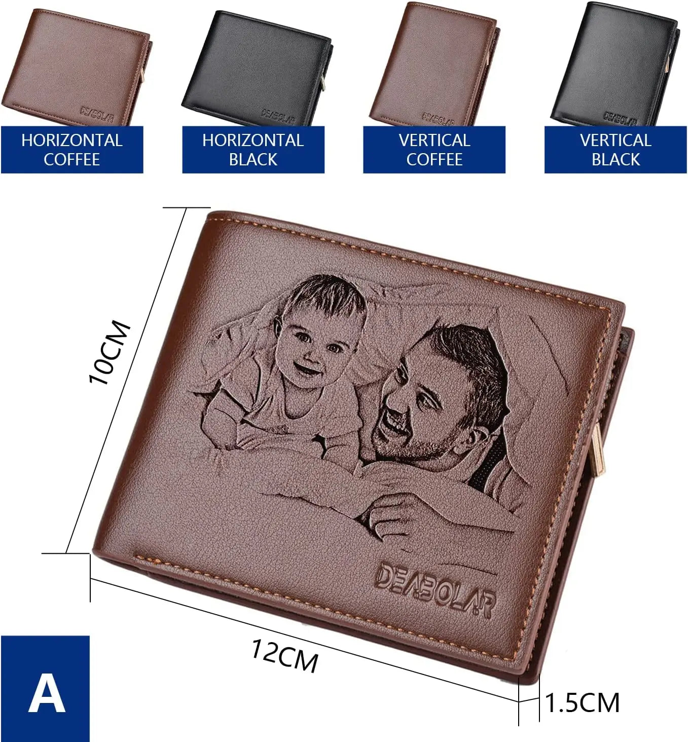 Custom Men's Leather Photo Wallet, Personalized Gift for Husband, Dad, Son