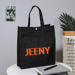 Personalized Shadow Monogram Kids Library Tote Bag