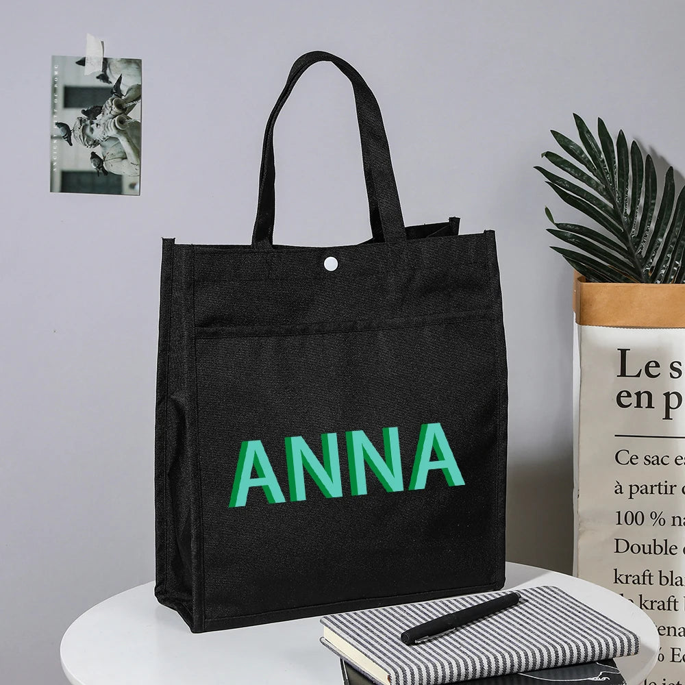 Personalized Shadow Monogram Kids Library Tote Bag