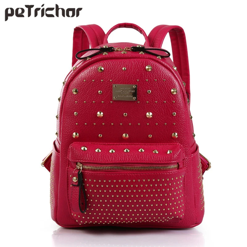 Petrichor Rivet Women Backpack High Punk Backpack Female Multi-color
