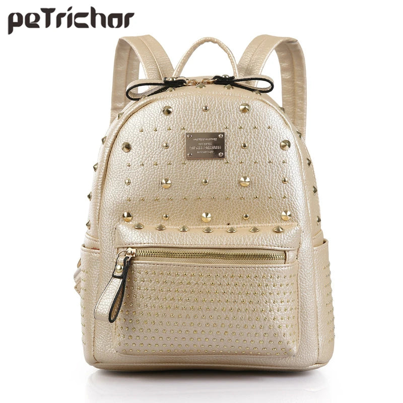 Petrichor Rivet Women Backpack High Punk Backpack Female Multi-color
