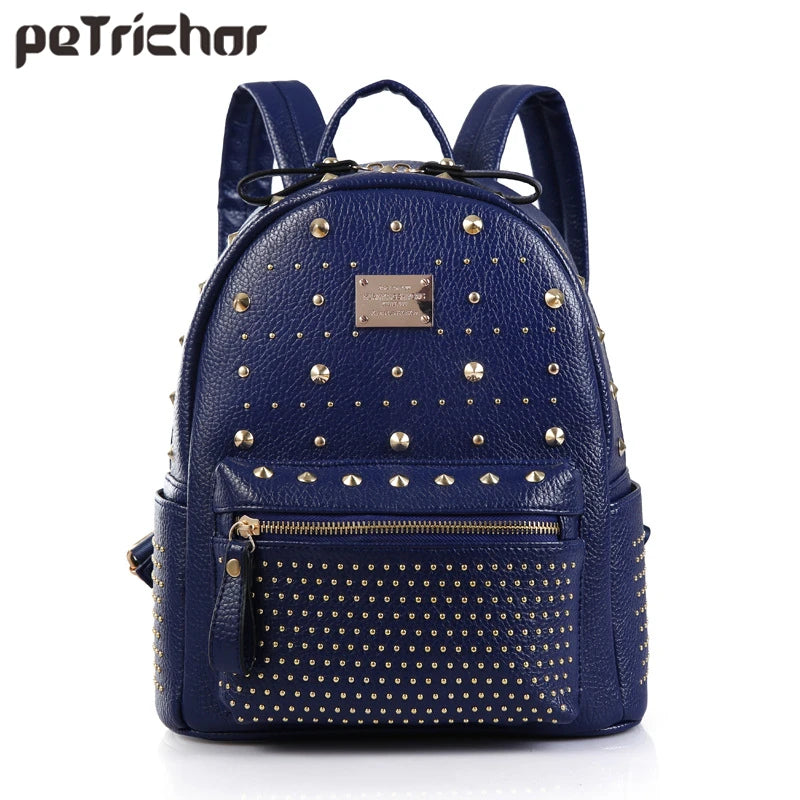Petrichor Rivet Women Backpack High Punk Backpack Female Multi-color