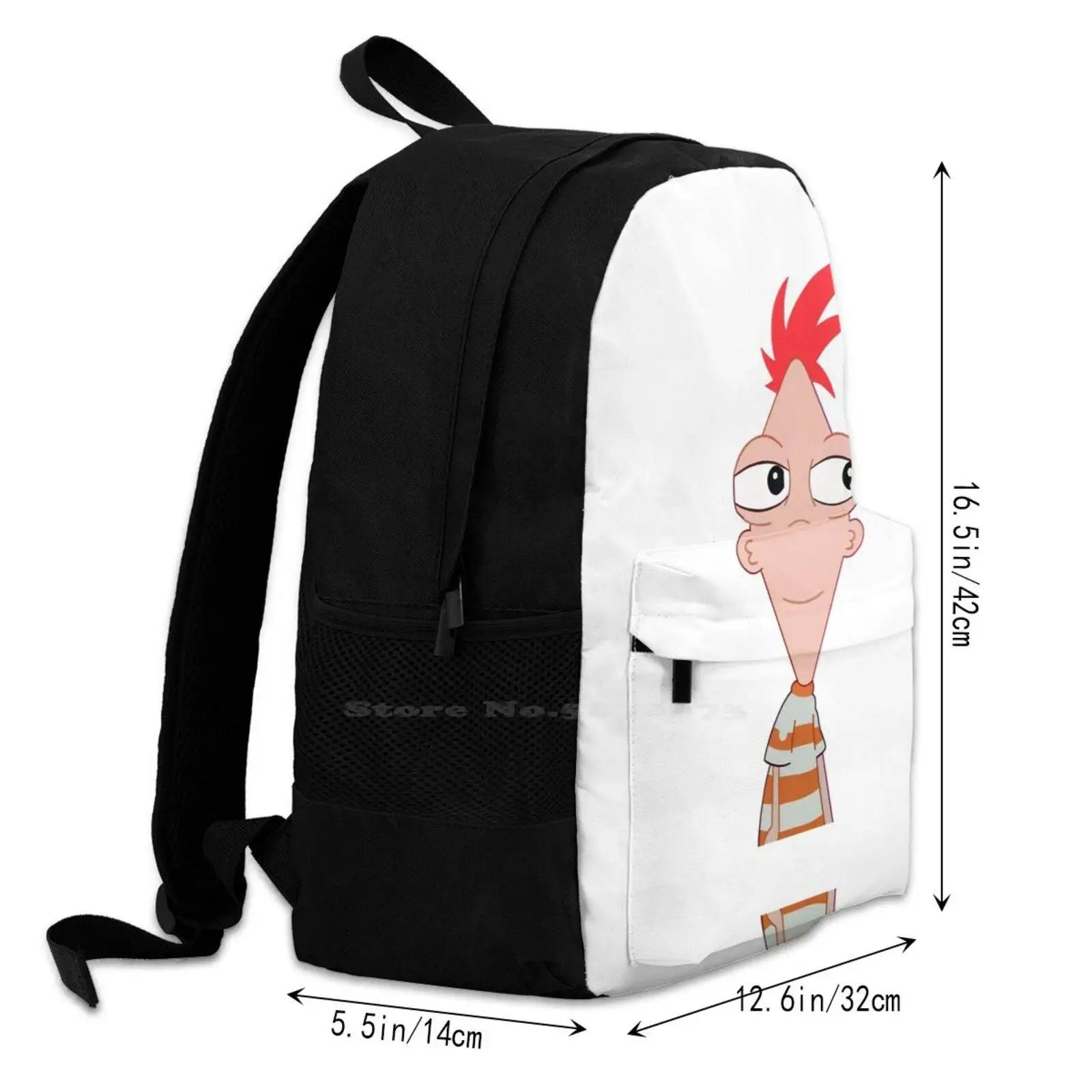 3D Print Backpack Casual Bag Funny Phineas Cartoon