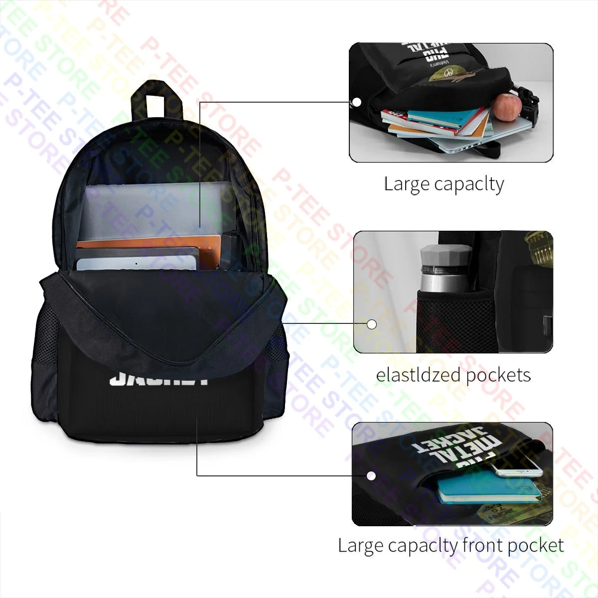 Pho Pho Metal Jacket Backpack Gym Large Capacity 3D Printing Clothes