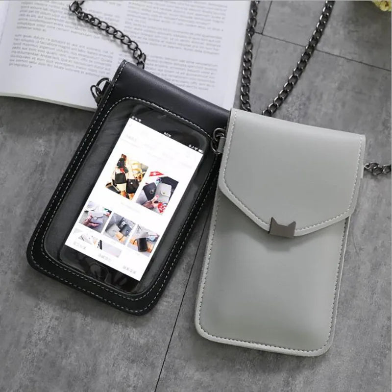 Transparent Touch Screen Phone Wallets Messenger Bag Mini Shoulder Bag