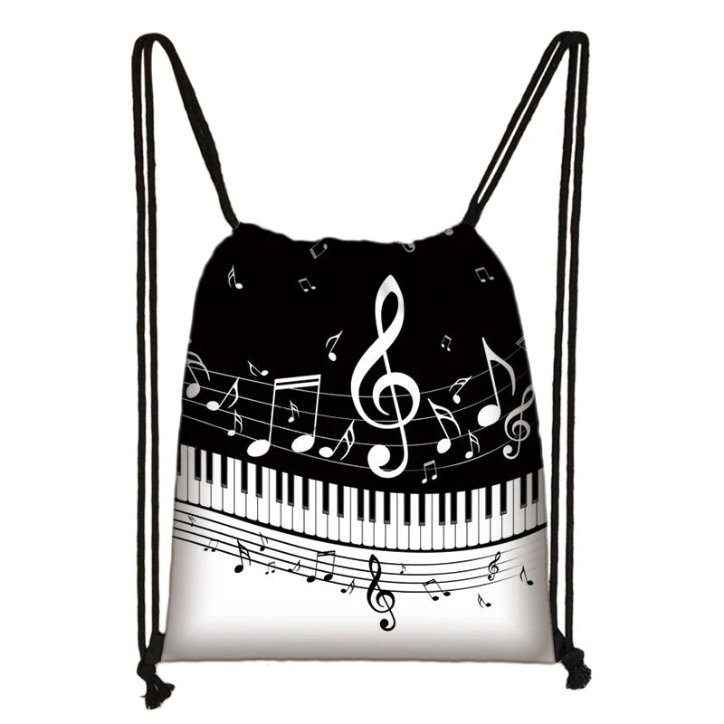 Piano Guitar Musical Drawstring Bag Travel Backpack