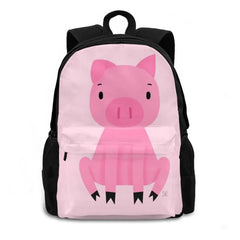 Piggy Large Capacity Backpack Laptop Travel Bags Pig Piggy Pink Animal