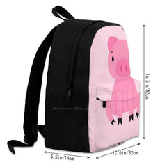 Piggy Large Capacity Backpack Laptop Travel Bags Pig Piggy Pink Animal