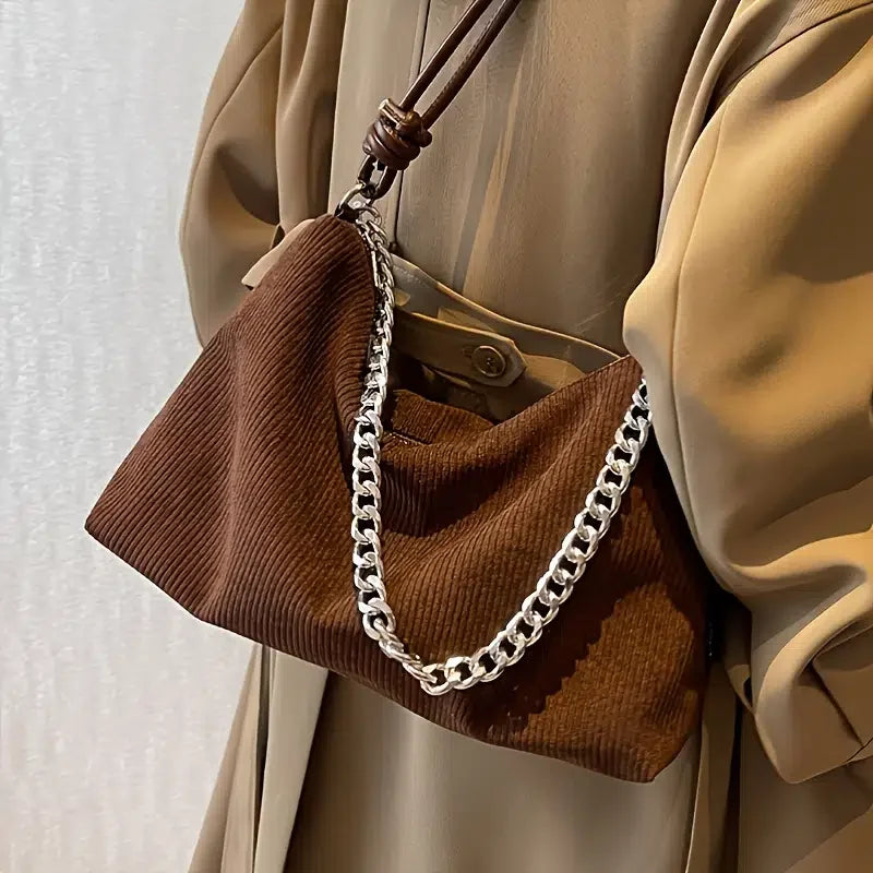 Chain Small Handbags Corduroy Shoulder Bags