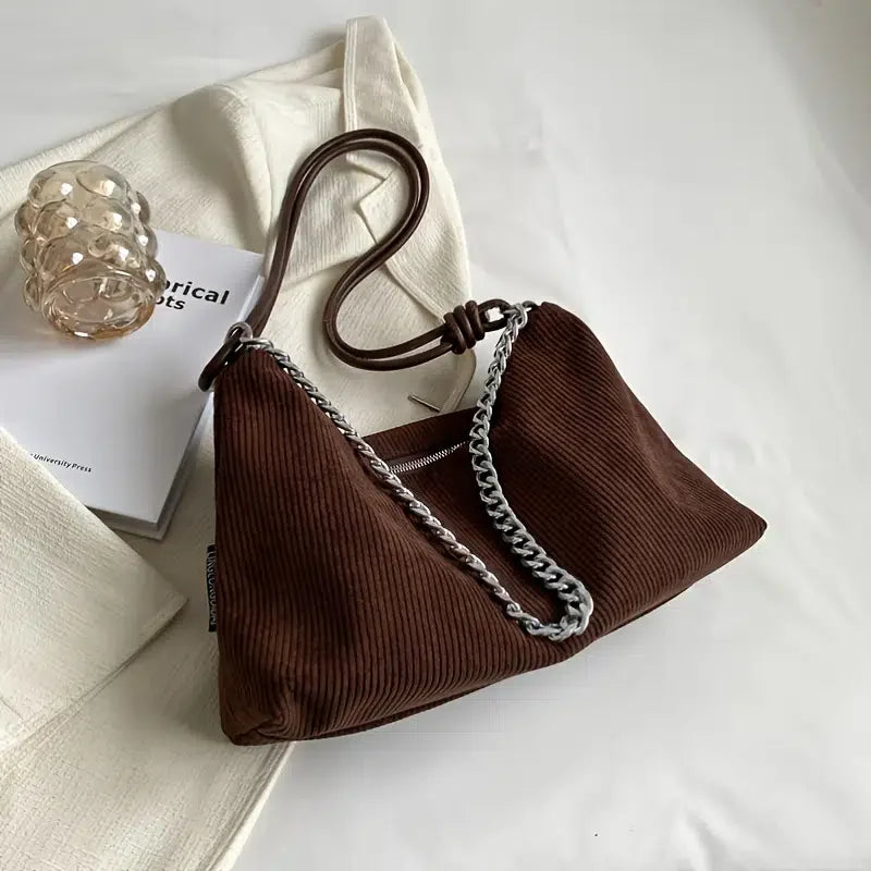 Chain Small Handbags Corduroy Shoulder Bags