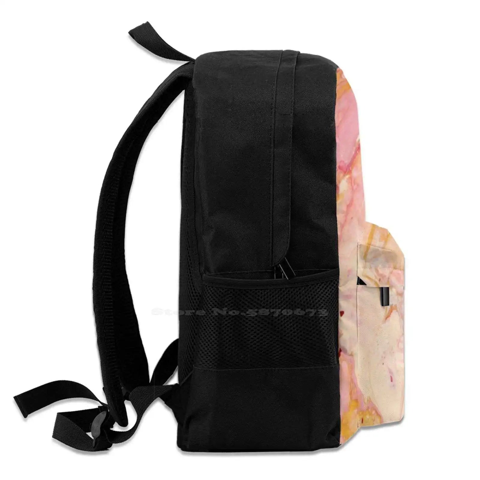 Pink Bubblegum Fun Abstract Acrylic Pour Art Backpack School Laptop Travel Bag