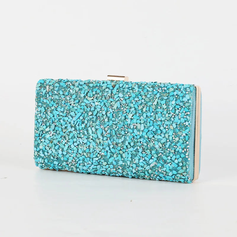 Pink Clutch Purse Women Cross Bag Handbags Stone Wedding Shoulder Tote