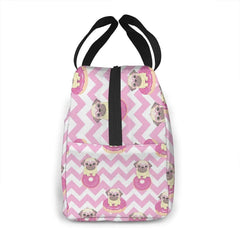 Pink Donut Pug Lunch Box Insulated Meal Bag for School Work