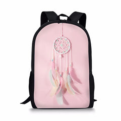 Pink Dream Catcher Pattern Girls School Bags Zipper Backpack