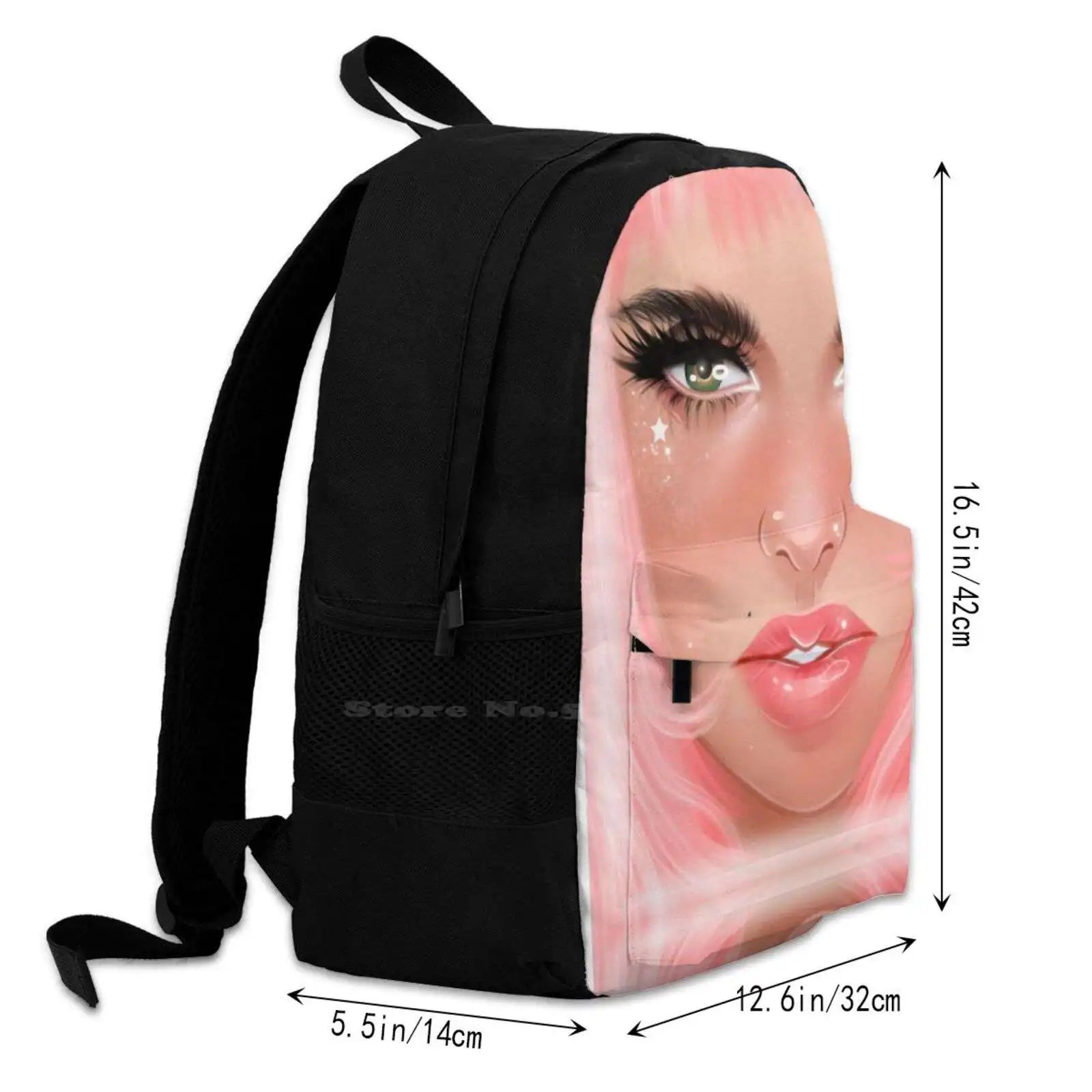 Pink Hair 2 School Bag Big Capacity Backpack Laptop 15 Inch Juliet