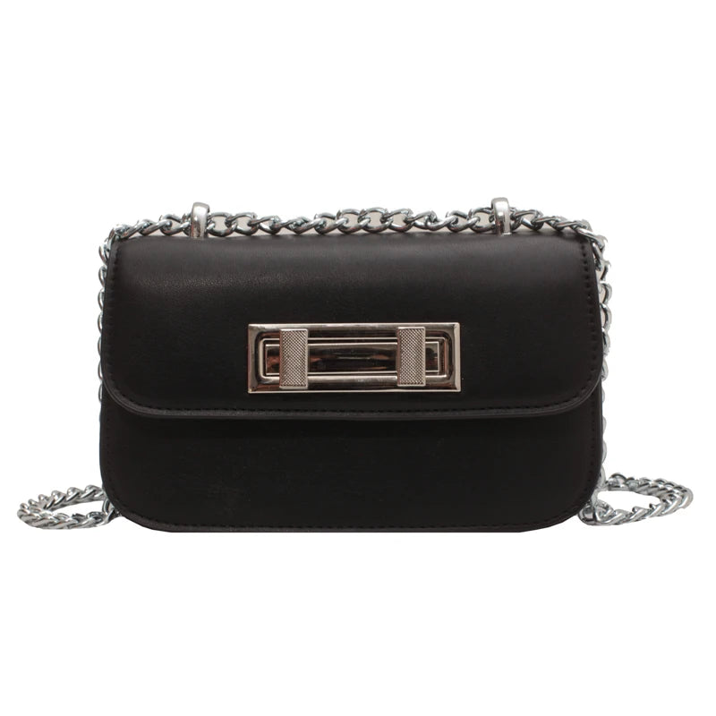 Pink Leather Chain Shoulder Bag Crossbody