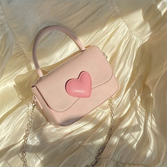 Pink Heart Small Square Shoulder Bag Love Women Tote Purse