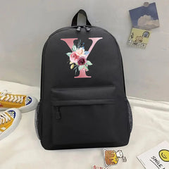 Pink Letter Print Backpack Travel Women Casual Backpacks Female Shoulder Bag
