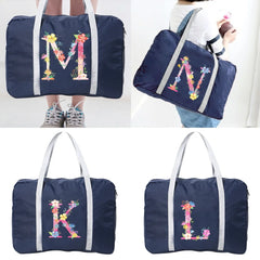 Pink Letter Series Print Travel Bags Nylon Unisex Foldable Large Capacity Bag