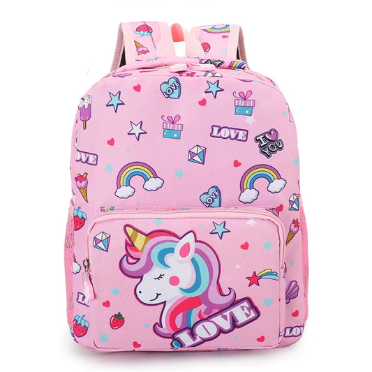Pink Nylon Printing Children Backpack Kindergarten Student Purple Cartoon Girl S