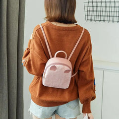 Pink Sweet Backpacks Students Fluffy Patchwork Multi-function Girls