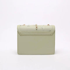 Pink Sweet Crossbody Bag Embroidered Chain Flap Leather