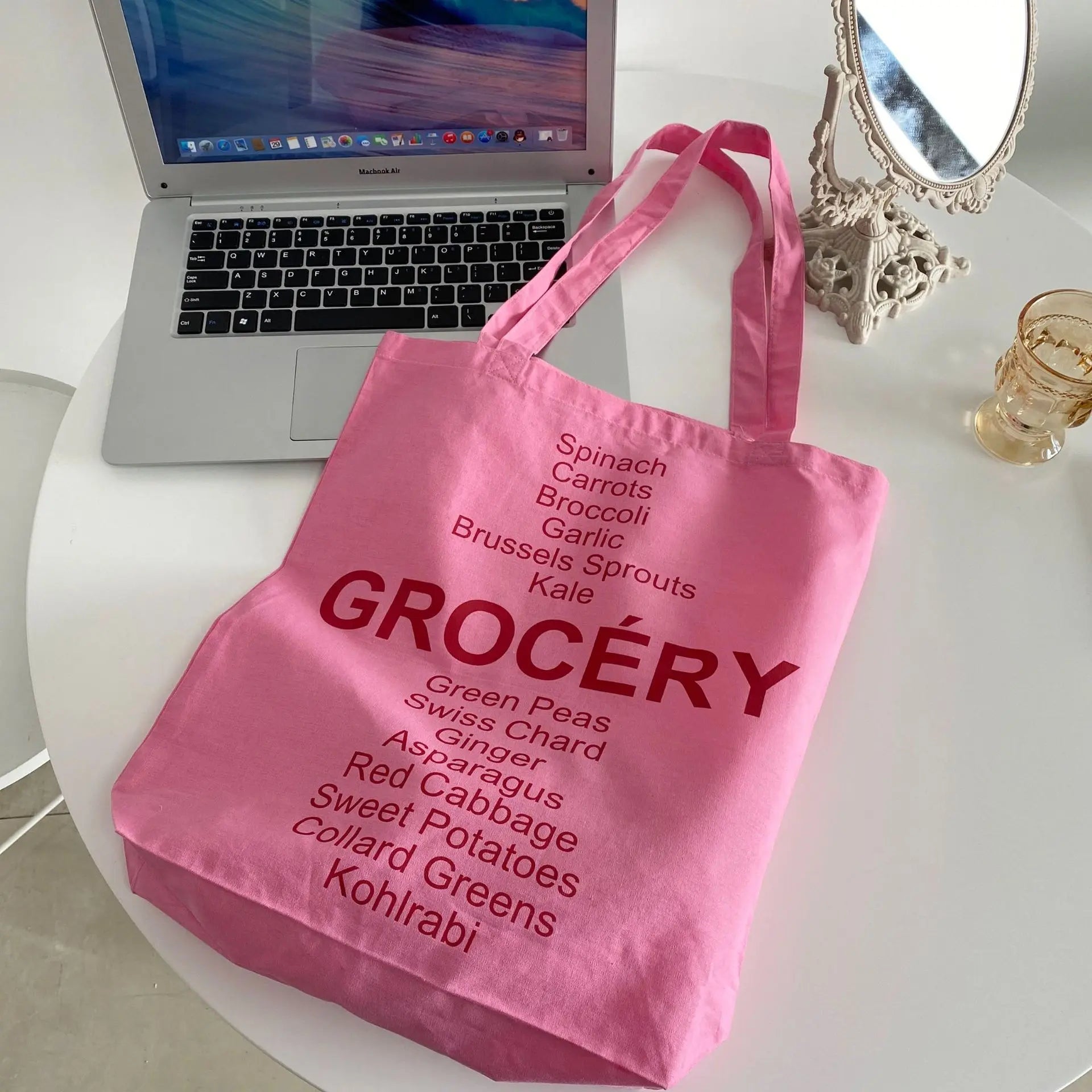 Pink Canvas Shoulder Bag Women Girls Casual Tote Handbags Large Capacity