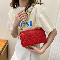 Plaid Armpit Shoulder Bag for Women Chain Underarm Bag Female Leather