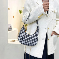 Stylish Plaid Canvas Women's Shoulder Bag