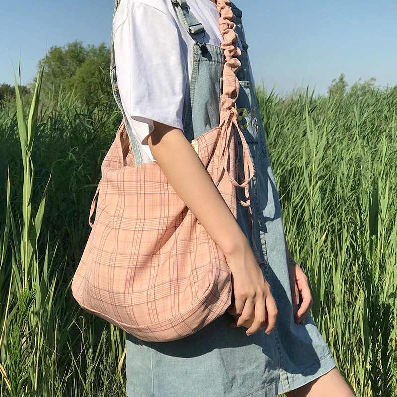 Plaid Crossbody Bag Large Capacity Women's Handbag