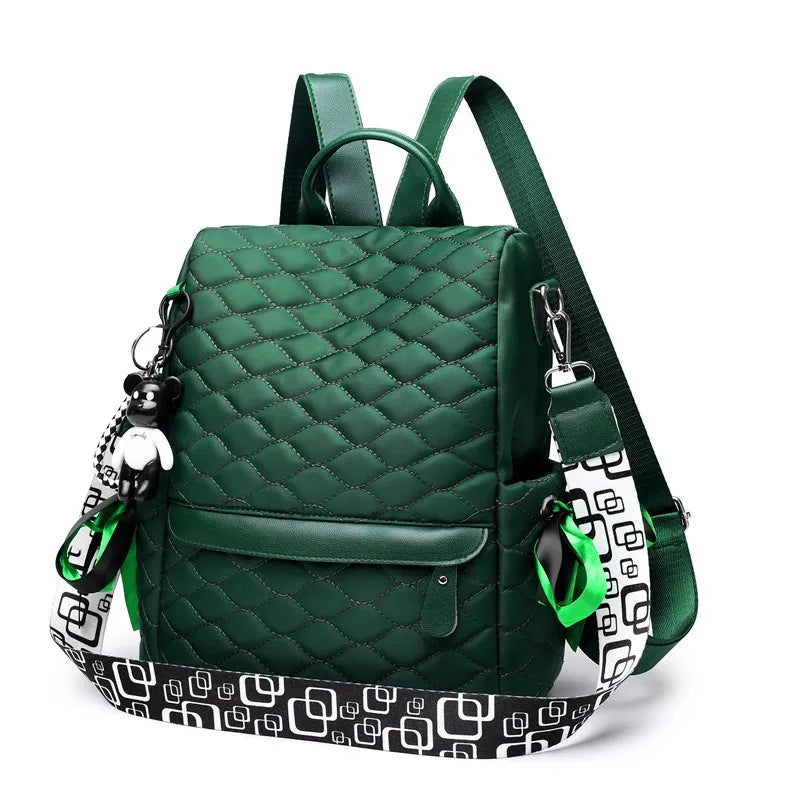 Stylish Plaid Laptop Backpack Anti Theft Green Daypack