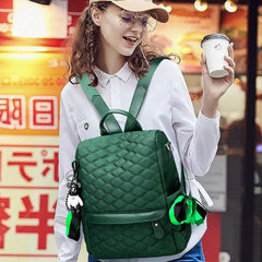Stylish Plaid Laptop Backpack Anti Theft Green Daypack