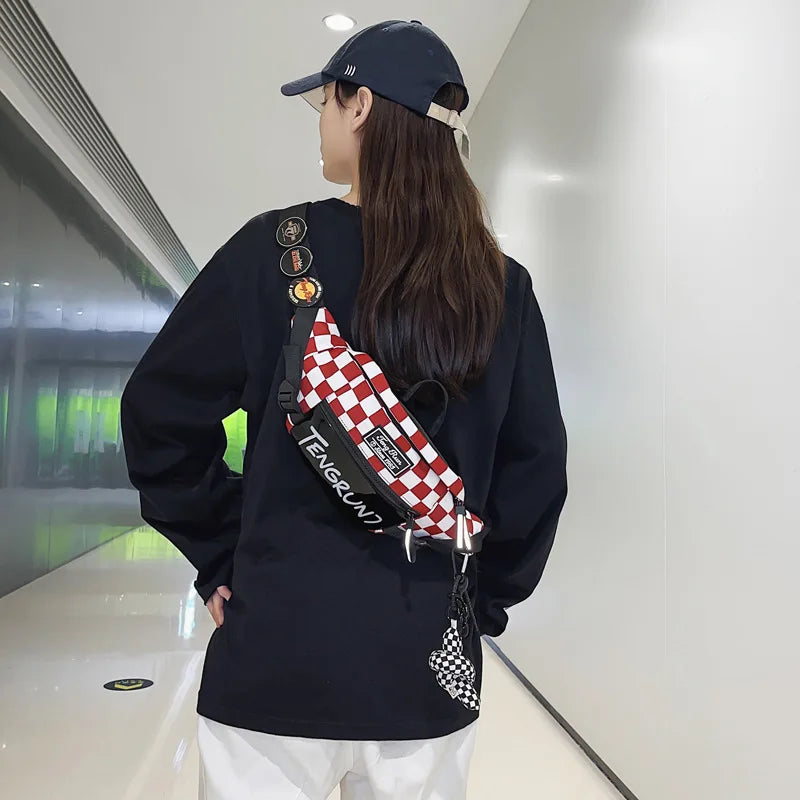 Plaid Waist Bags Casual Belt Bags Wallets Chest Bags Canvas Phone Bags