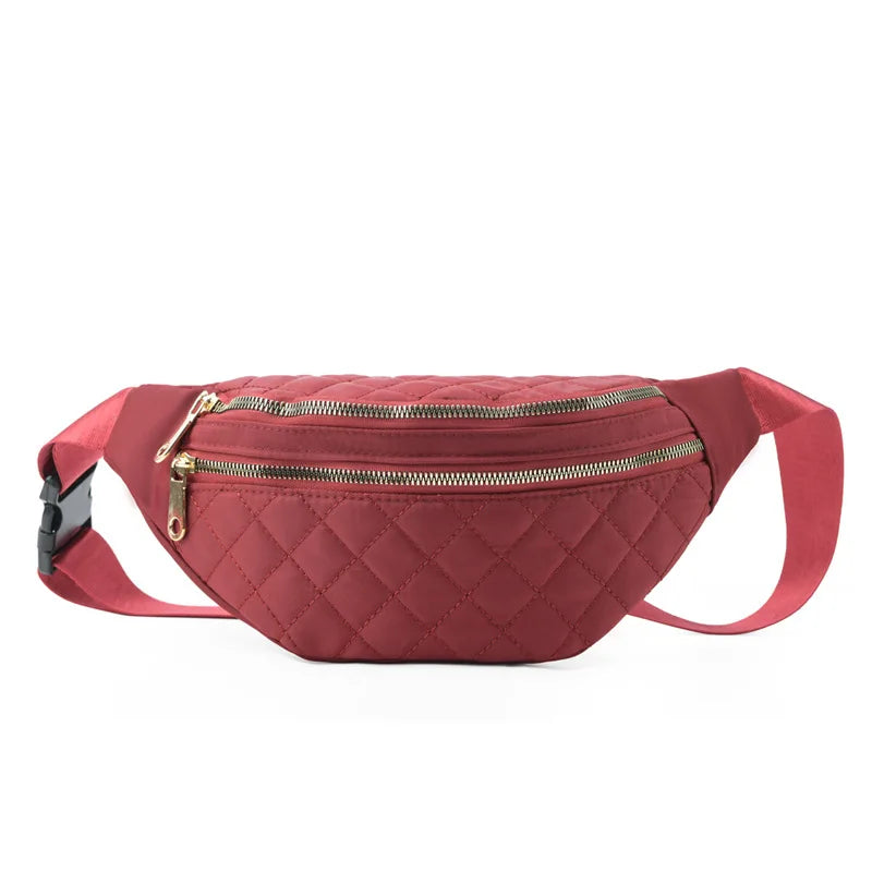 Quilted Nylon Sling Chest Bag Women Retro Shoulder Crossbody Handbag