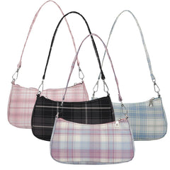 Plaid Print Underarm Bags Cloth Ladies Handbags for Women Shoulder Bags