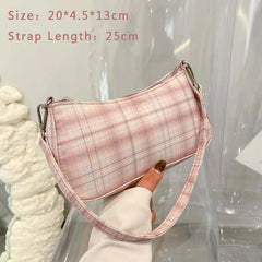 Plaid Print Underarm Bags Cloth Ladies Handbags for Women Shoulder Bags