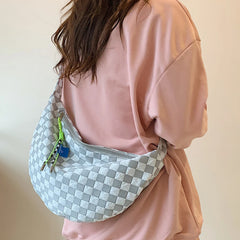 Plaid Shoulder Bag Half Moon Women Messenger Bag