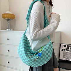 Plaid Shoulder Bag Half Moon Women Messenger Bag