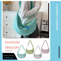Plaid Shoulder Bag Half Moon Women Messenger Bag