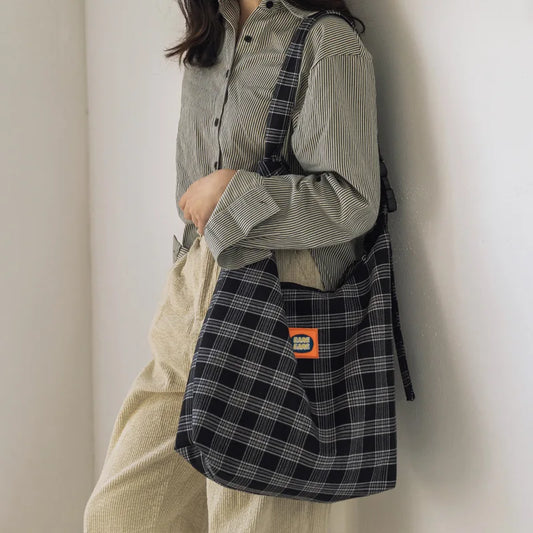 Plaid Shoulder Bag Women Tote Large Capacity Handbag Crossbody Bags