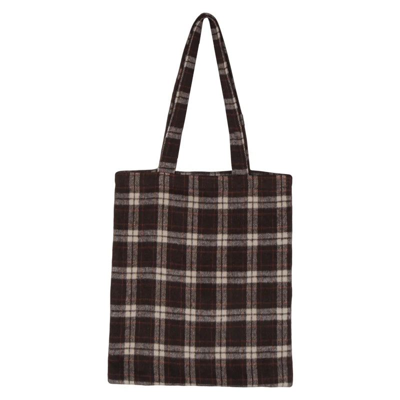 Plaid Shoulder Bags Women Retro Large Capacity Square Underarm Bag