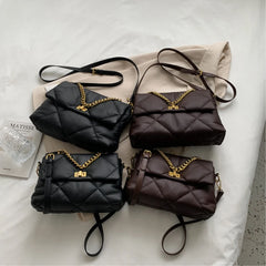 Women's Plaid Leather Flap Bag Chain Handle Crossbody Handbag