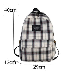 Casual Plaid Women Backpack for High School Girls