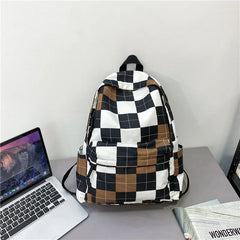 Plaid Women Backpack College Student Backpack Teenage Girl School Bags