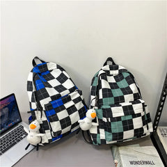 Plaid Women Backpack College Student Backpack Teenage Girl School Bags